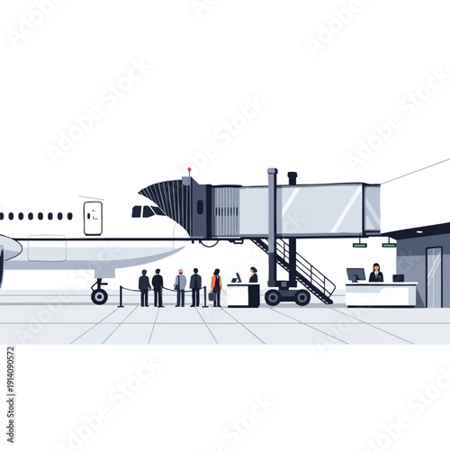 Passengers Embarking on a Commercial Airplane