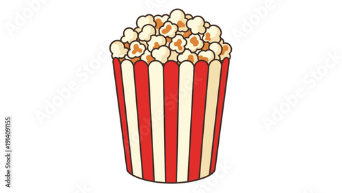 Red White Striped Popcorn Bucket Full.
