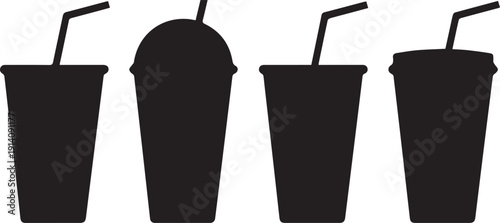 Food Silhouette Icon Set Vector – Burger, Cheese, Pretzel, Popcorn, Fruit, Drink and Snack Collection