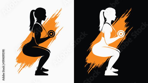 Fitness Girl Vector, silhouette