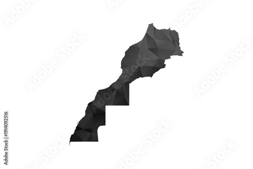 Morocco Map - Polygon Style Vector Illustration in Black and Gray Gradient, Low Poly Geometric Design, Isolated on White Background for Infographics and Education.