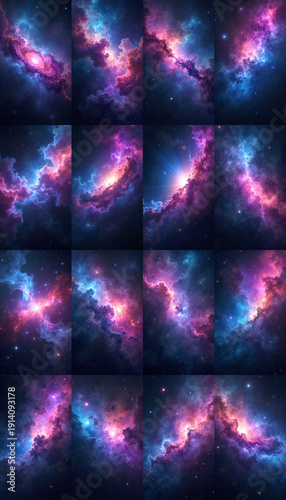 Wallpaper Mural Collection of cosmic starfield backgrounds in blue and magenta tones Torontodigital.ca