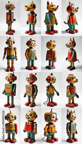 Wallpaper Mural Collection of small tin antique toy figurines against a white backdrop Torontodigital.ca