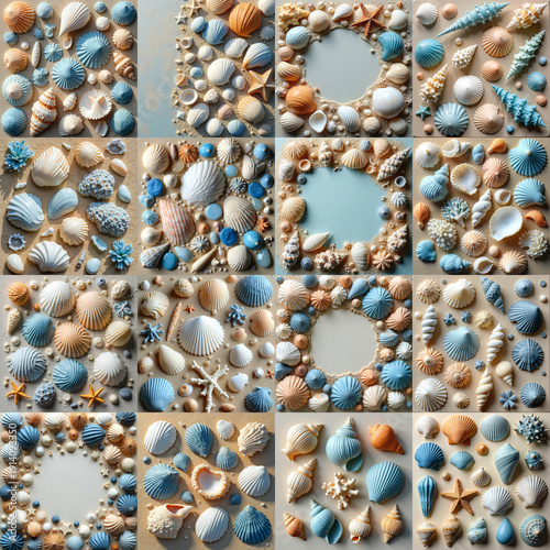 Wallpaper Mural Collection of seashells groups in pastel tones Torontodigital.ca