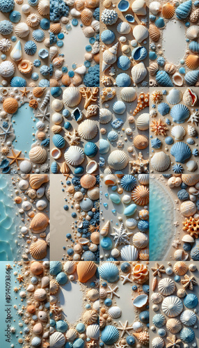 Wallpaper Mural Collection of seashells groups in pastel tones Torontodigital.ca