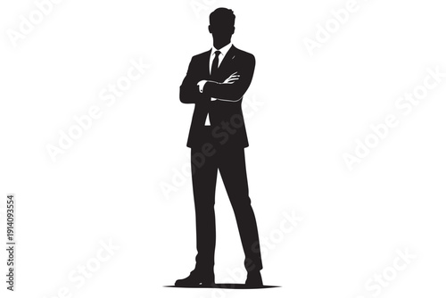 startup team silhouette, modern business culture, solid black silhouettes, flat vector illustration, isolated on white background