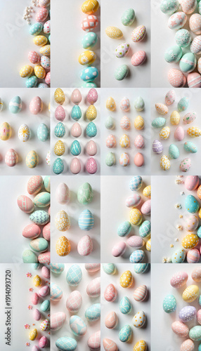 Wallpaper Mural Collection of assorted easter eggs arranged on a white surface. Torontodigital.ca