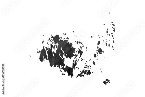 Aland Islands Map - Polygon Style Vector Illustration in Black and Gray Gradient, Low Poly Geometric Design, Isolated on White Background for Infographics and Education.