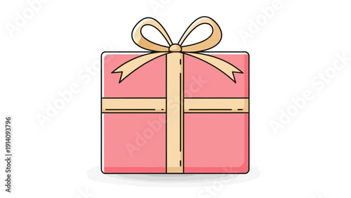 Simple Pink Gift Box with Yellow Ribbon Bow.