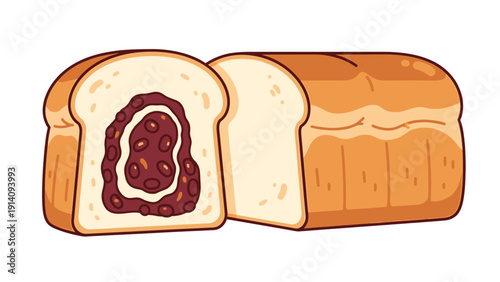 Sliced Bread with Red Filling Illustration.