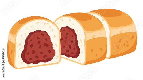 Sliced Strawberry Cake with Red Filling Inside.