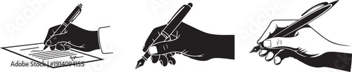 Pen signing a contract line art icon for business apps and websites.