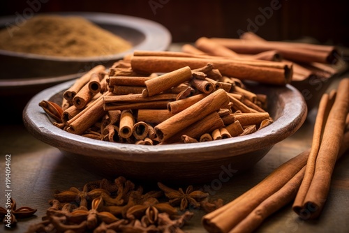 Wallpaper Mural Cinnamon sticks, star anise, and powder creating an aromatic spice collection Torontodigital.ca