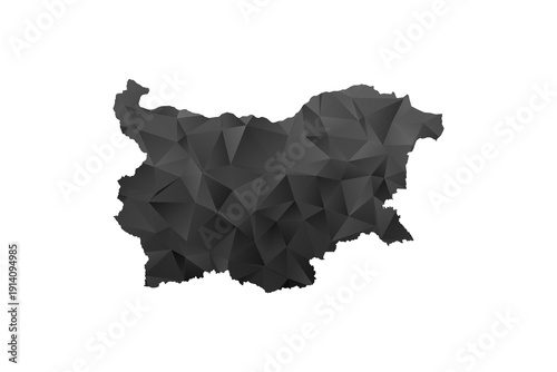 Bulgaria Map - Polygon Style Vector Illustration in Black and Gray Gradient, Low Poly Geometric Design, Isolated on White Background for Infographics and Education.
