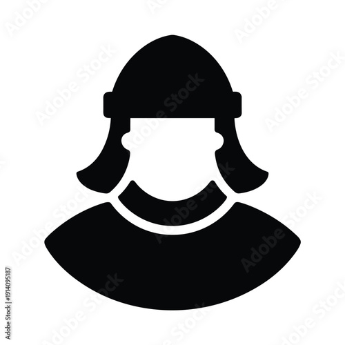 Simple black silhouette of a medieval knight's head and shoulders