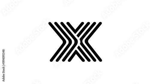 Abstract letter X mark with parallel line design on white, a minimalist and modern geometric symbol or icon concept.