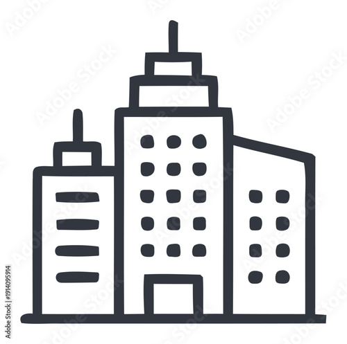 Dark gray outline of multiple buildings architecture