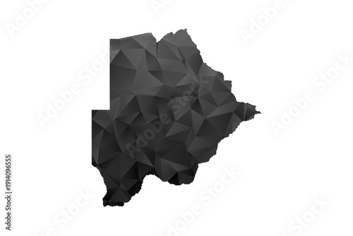 Botswana Map - Polygon Style Vector Illustration in Black and Gray Gradient, Low Poly Geometric Design, Isolated on White Background for Infographics and Education.