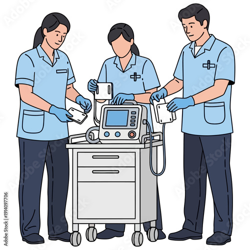 Medical Professionals Working Together with Advanced Equipment.