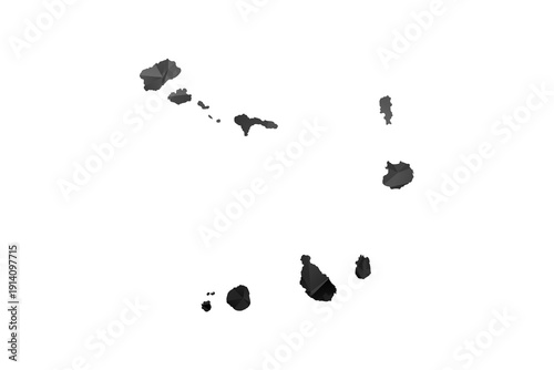 Cabo Verde Map - Polygon Style Vector Illustration in Black and Gray Gradient, Low Poly Geometric Design, Isolated on White Background for Infographics and Education.