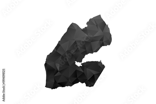Djibouti Map - Polygon Style Vector Illustration in Black and Gray Gradient, Low Poly Geometric Design, Isolated on White Background for Infographics and Education.