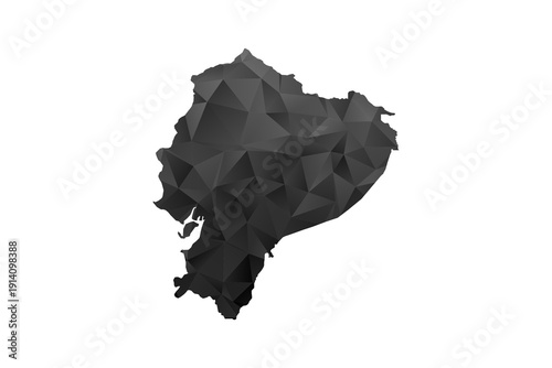 Ecuador Map - Polygon Style Vector Illustration in Black and Gray Gradient, Low Poly Geometric Design, Isolated on White Background for Infographics and Education.