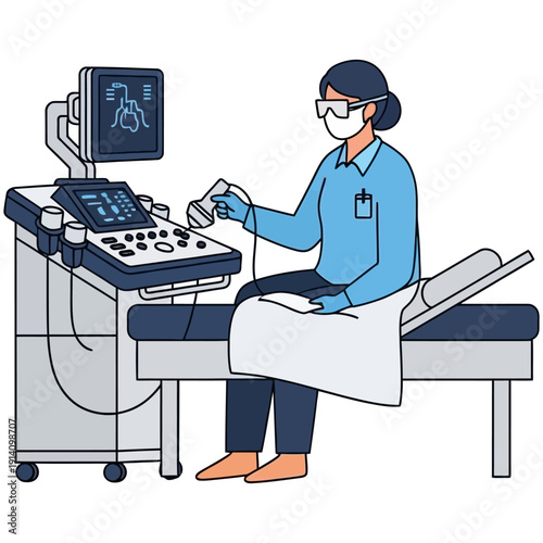 Medical professional performing ultrasound examination on patient.