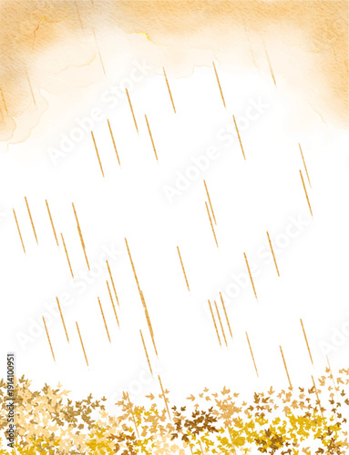 cute abstract watercolor illustration of white cloud blue sky, flower garden field, green forest, meadow hill scenery background wallpaper