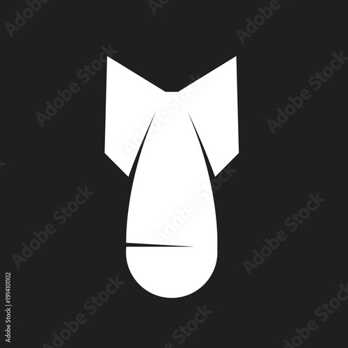 Minimalist White Bomb Symbol Icon on Stark Black Background