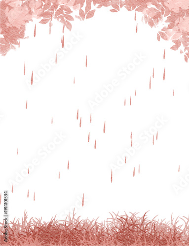 cute abstract watercolor illustration of white cloud blue sky, flower garden field, green forest, meadow hill scenery background wallpaper