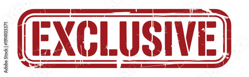 Red exclusive rubber, stamp isolated on white background with bold distressed typography, perfect for marketing promotions, special offers, limited editions, retail campaigns, and product branding.