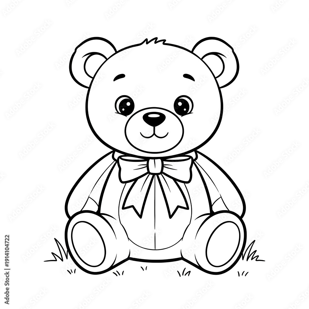 Obraz premium Drawing page cute baby bear black outline 