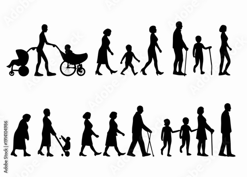 The stages of human life depicted as a series of silhouettes