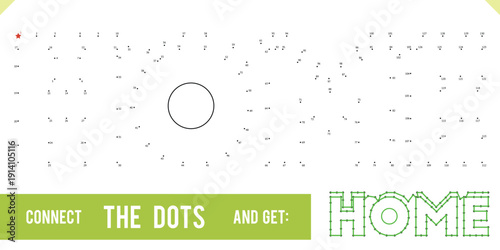 Lettering Word Home by dot to dot for children and adults