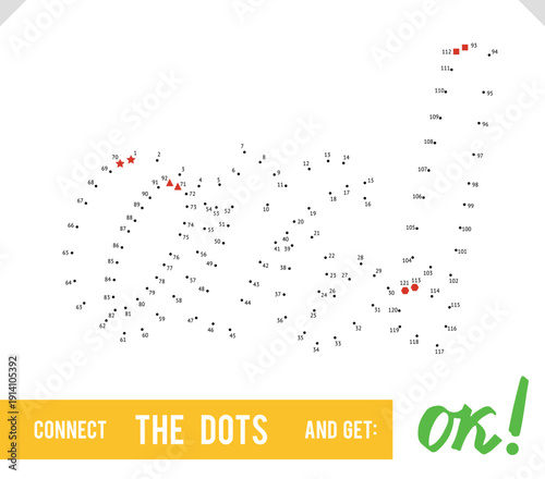 Lettering Word Ok by dot to dot for children and adults