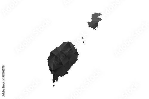 Sao Tome and Principe Map - Polygon Style Vector Illustration in Black and Gray Gradient, Low Poly Geometric Design, Isolated on White Background for Infographics and Education.