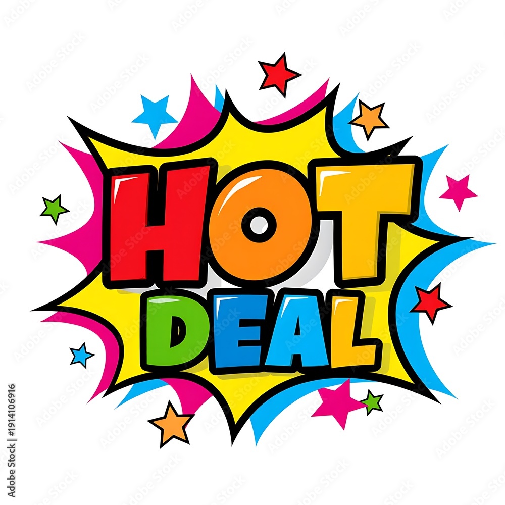 Fototapeta premium Colorful Hot Deal Text Graphic Design With Explosion Effect Style