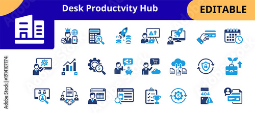 Business Productivity Management Finance And Office Icon Collection