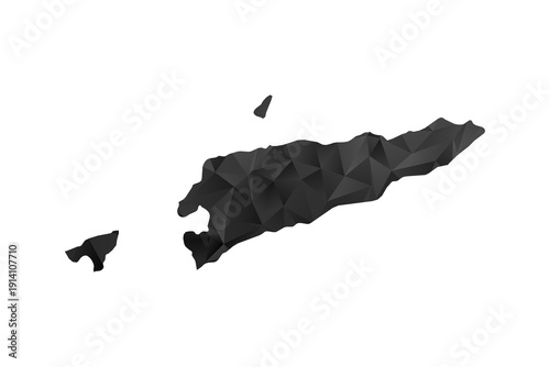 Timor Leste Map - Polygon Style Vector Illustration in Black and Gray Gradient, Low Poly Geometric Design, Isolated on White Background for Infographics and Education.