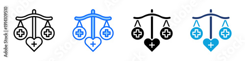Health Equity Icon Set Multi Style Vector Illustration