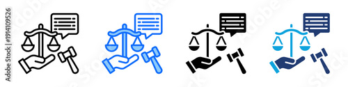 Legal Aid Icon Set Multi Style Vector Illustration