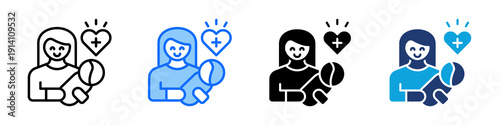 Maternal Care Icon Set Multi Style Vector Illustration