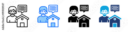 Housing Assistance Icon Set Multi Style Vector Illustration