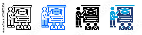 Public Education Icon Set Multi Style Vector Illustration