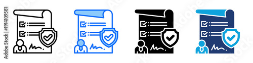 Policy Development Icon Set Multi Style Vector Illustration