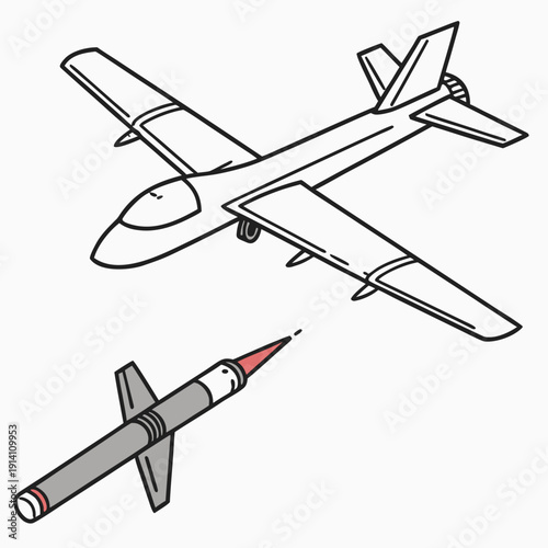 Drone with missile in mid air unmanned aerial vehicle