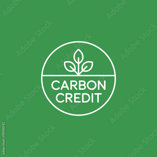 Carbon credit logo with plant and text