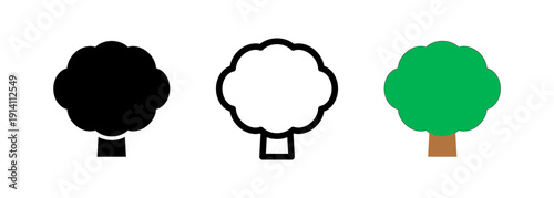 Icons representing nature and forests, simple tree illustrations