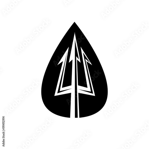 Modern Geometric Trident Logo Icon within a Stylized Black Shield Shape