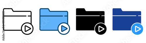 Video Folder Icon Multiple Style Vector Collection   